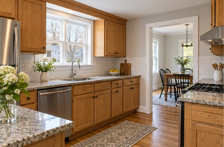 A bright, maintained kitchen in a MetroWest home, shown as an illustrative interior.
