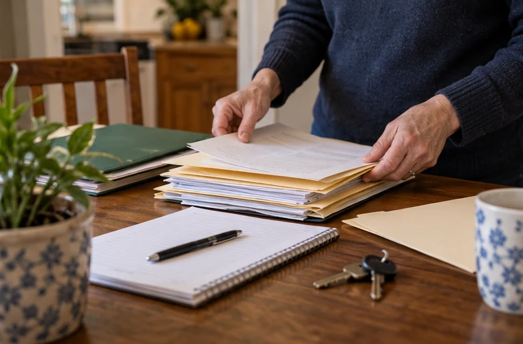 A seller organizing separate maintenance folders and unit notes for a multi-family property.