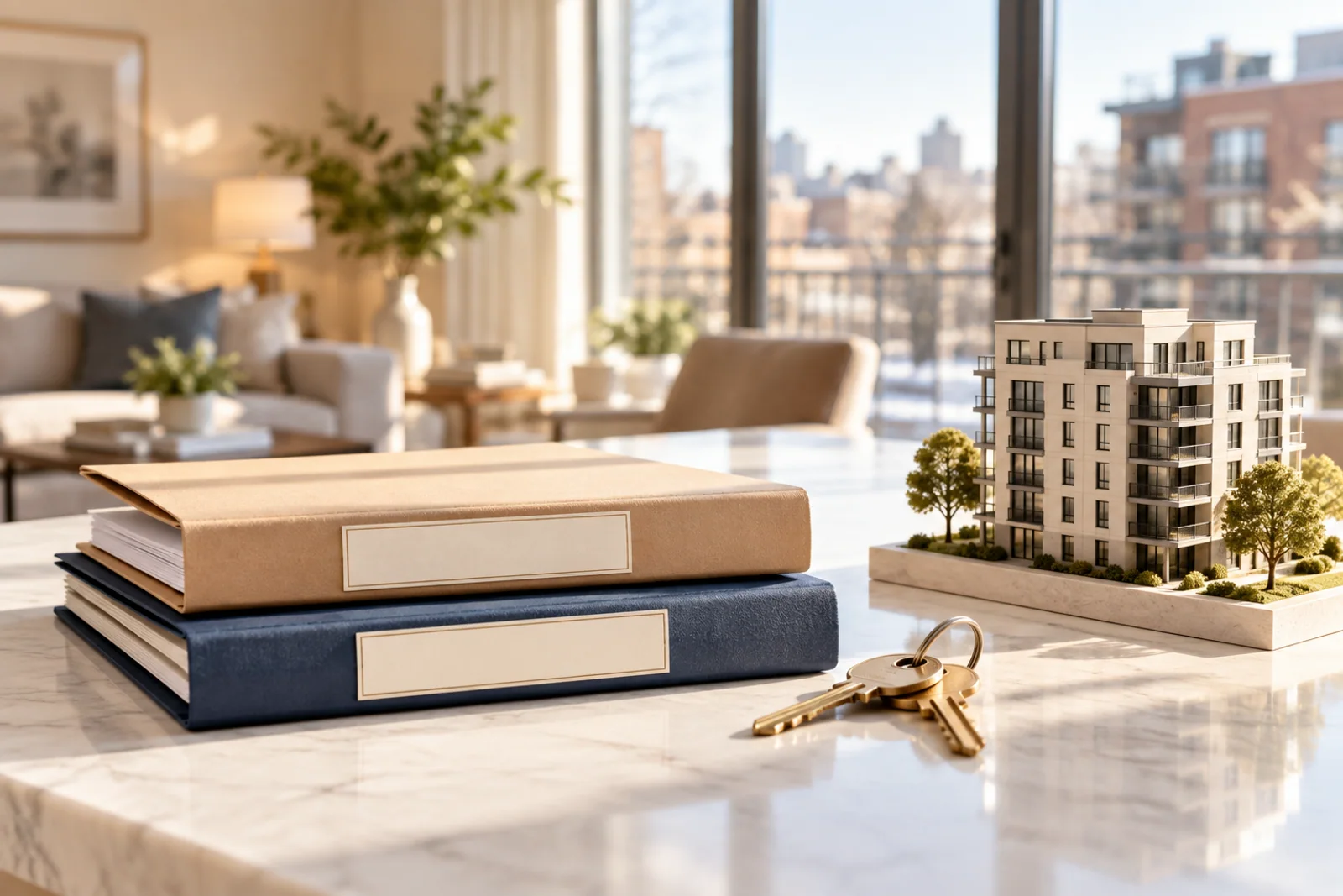A buyer reviews a condominium package room and guest entry instructions.