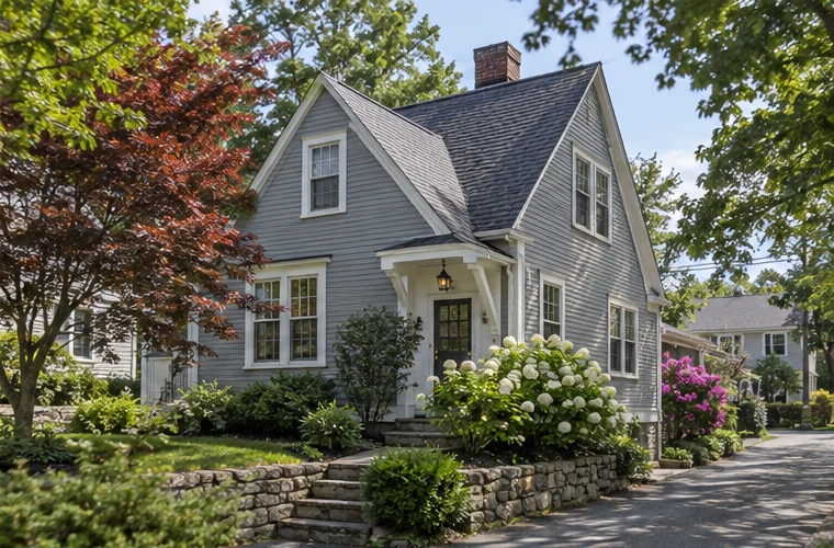 A separate Cape-style home on a Westborough, Massachusetts street.